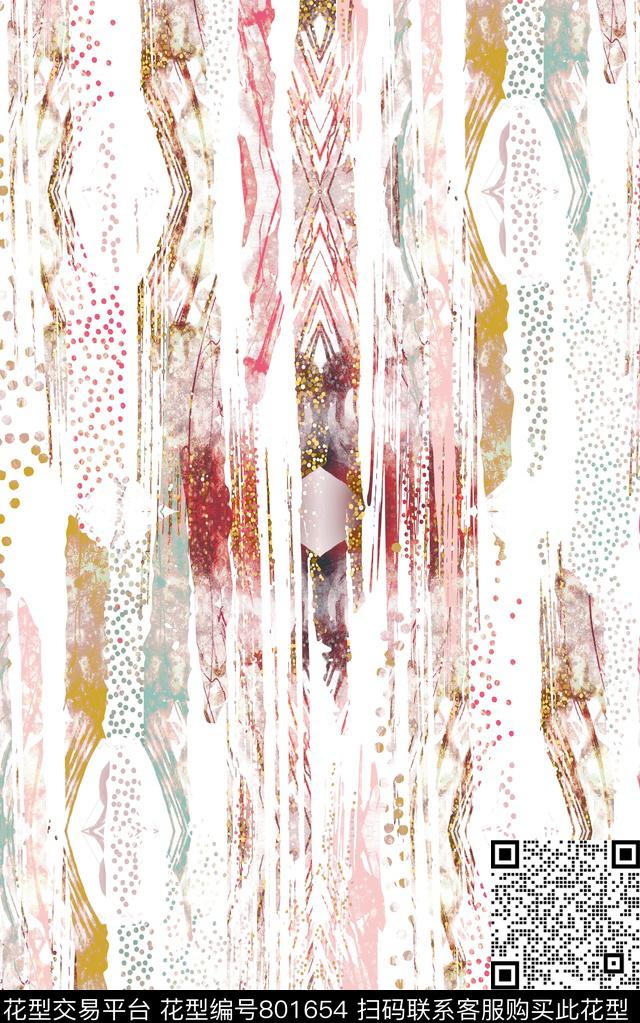 线条抽象色彩数码印花华亿平台下载（图片编号: 801654） - 瓦栏（Walan）