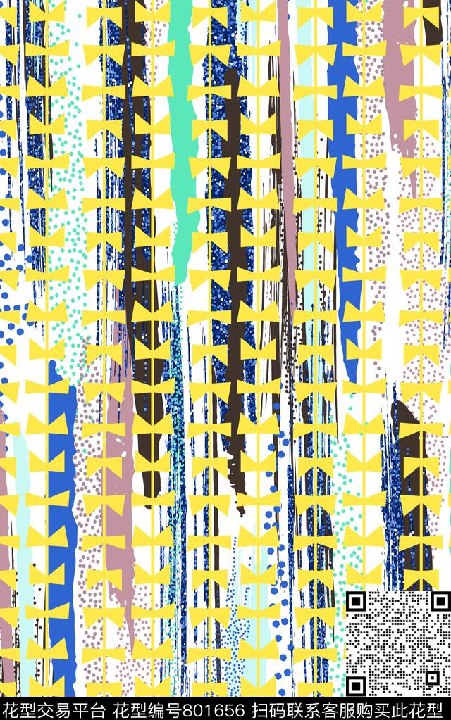 几何线条水彩传统印花华亿平台下载（图片编号: 801656） - 瓦栏（Walan）