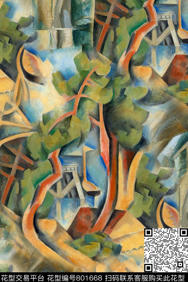 抽象肌理几何数码印花华亿平台下载（图片编号: 801668） - 瓦栏（Walan）