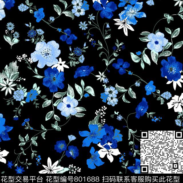 小碎花花朵花卉传统印花华亿平台下载（图片编号: 801688） - 瓦栏（Walan）