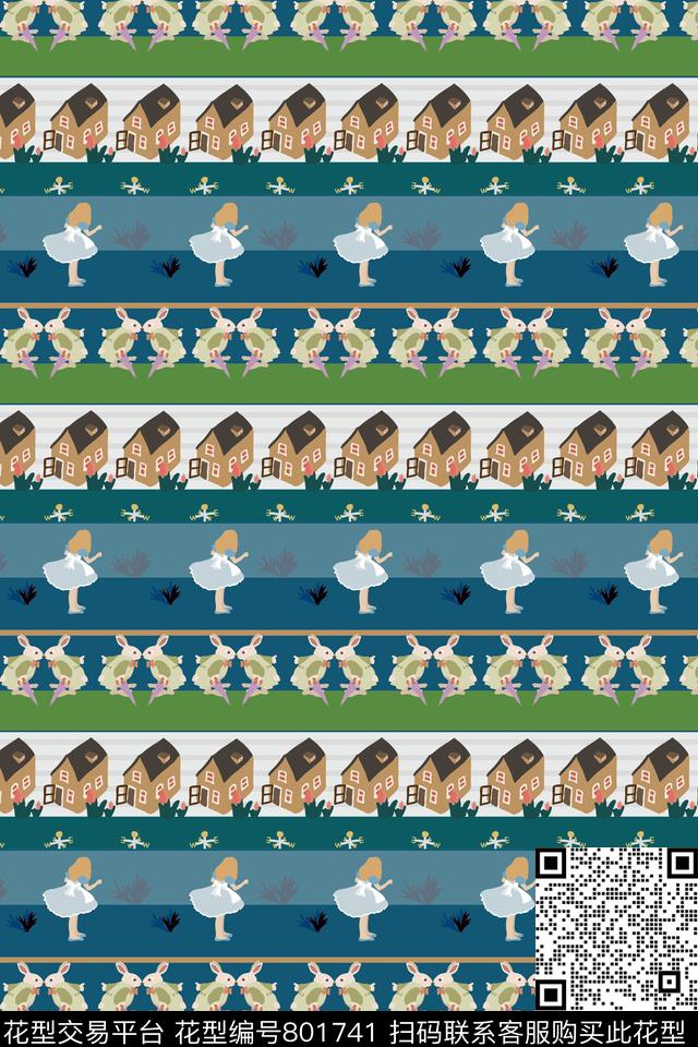 婴童卡通房子小孩数码印花华亿平台下载（图片编号: 801741） - 瓦栏（Walan）