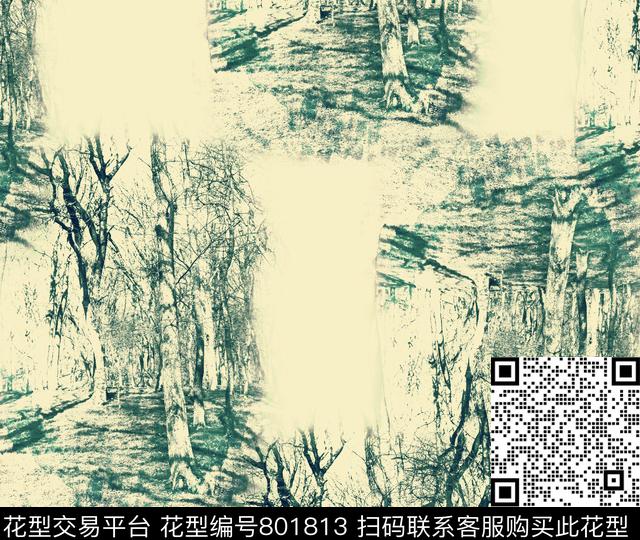 抽象树林森林数码印花华亿平台下载（图片编号: 801813） - 瓦栏（Walan）