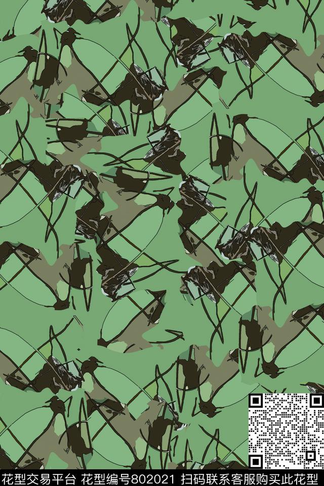 绿色荷叶秋天数码印花华亿平台下载（图片编号: 802021） - 瓦栏（Walan）