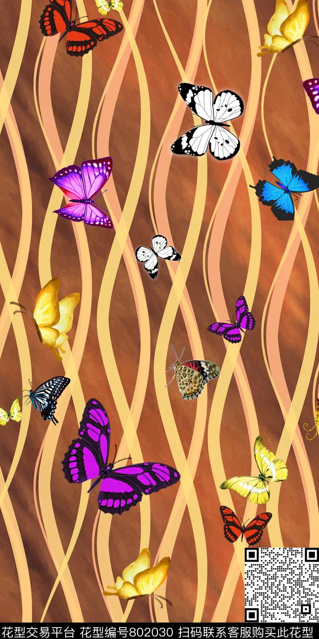 昆虫蝴蝶数码数码印花华亿平台下载（图片编号: 802030） - 瓦栏（Walan）