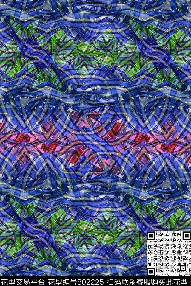 曲线波浪条纹细条纹传统印花华亿平台下载（图片编号: 802225） - 瓦栏（Walan）