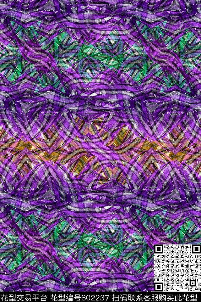 曲线波浪条纹细条纹传统印花华亿平台下载（图片编号: 802237） - 瓦栏（Walan）