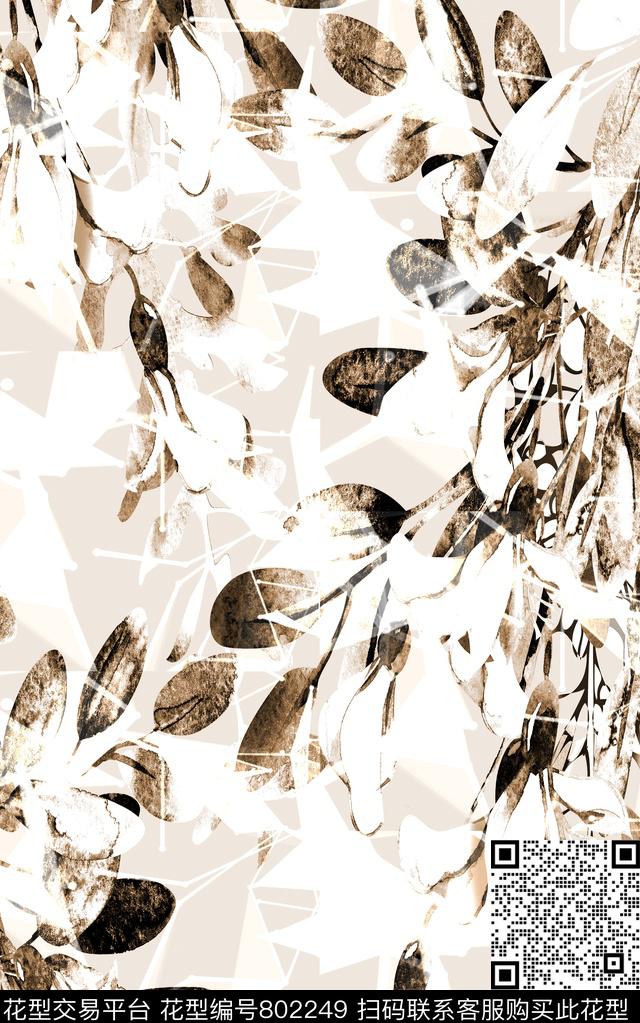 抽象色彩花卉数码印花华亿平台下载（图片编号: 802249） - 瓦栏（Walan）