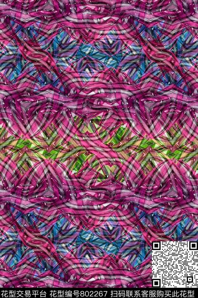 曲线波浪条纹细条纹传统印花华亿平台下载（图片编号: 802267） - 瓦栏（Walan）