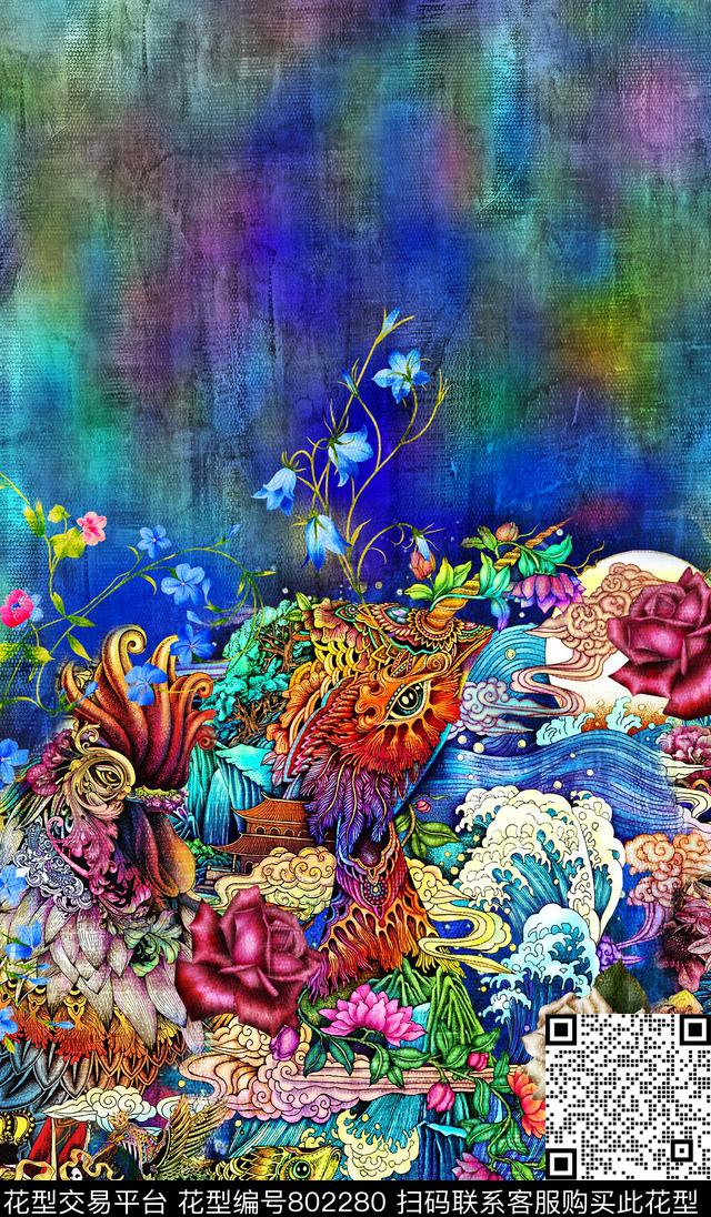 民族风花卉油画数码印花华亿平台下载（图片编号: 802280） - 瓦栏（Walan）
