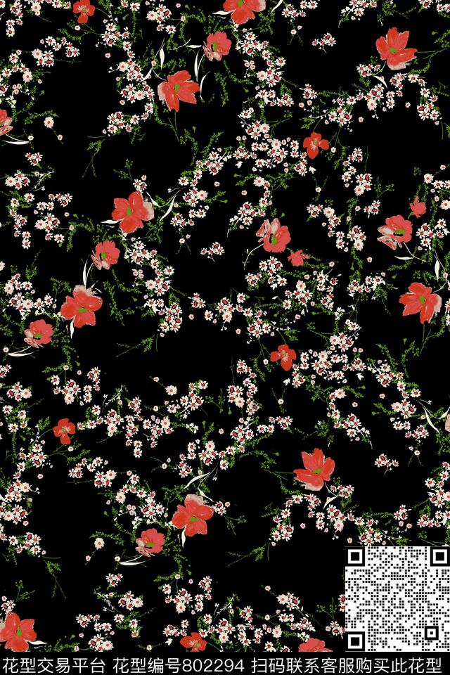 休闲小碎花花卉传统印花华亿平台下载（图片编号: 802294） - 瓦栏（Walan）