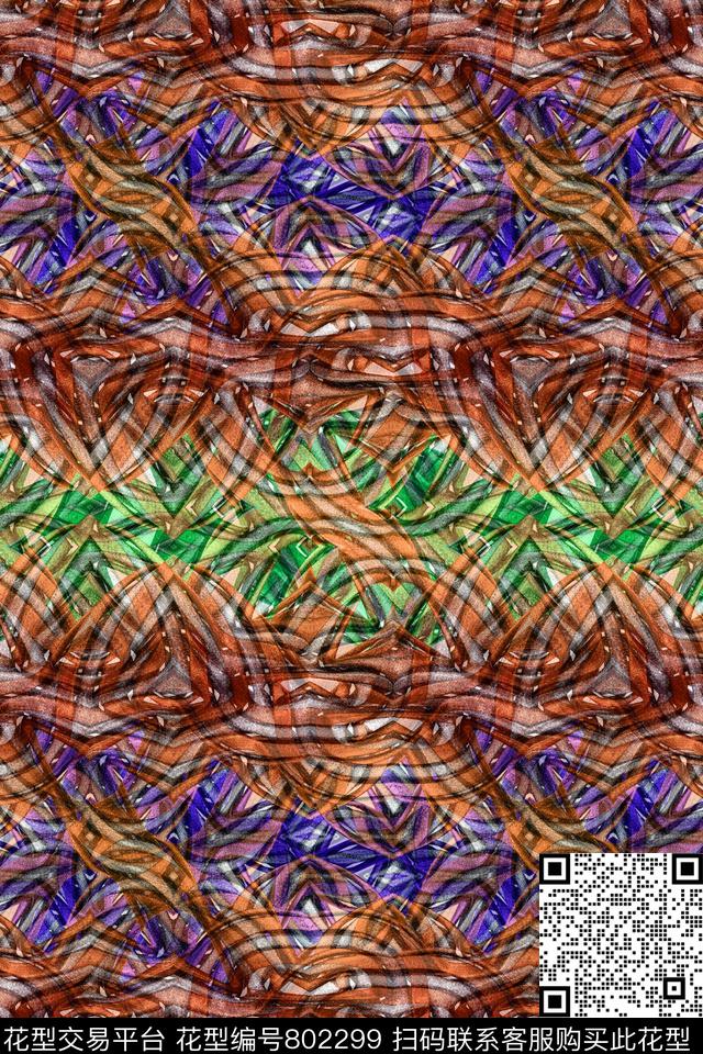 曲线波浪条纹细条纹传统印花华亿平台下载（图片编号: 802299） - 瓦栏（Walan）