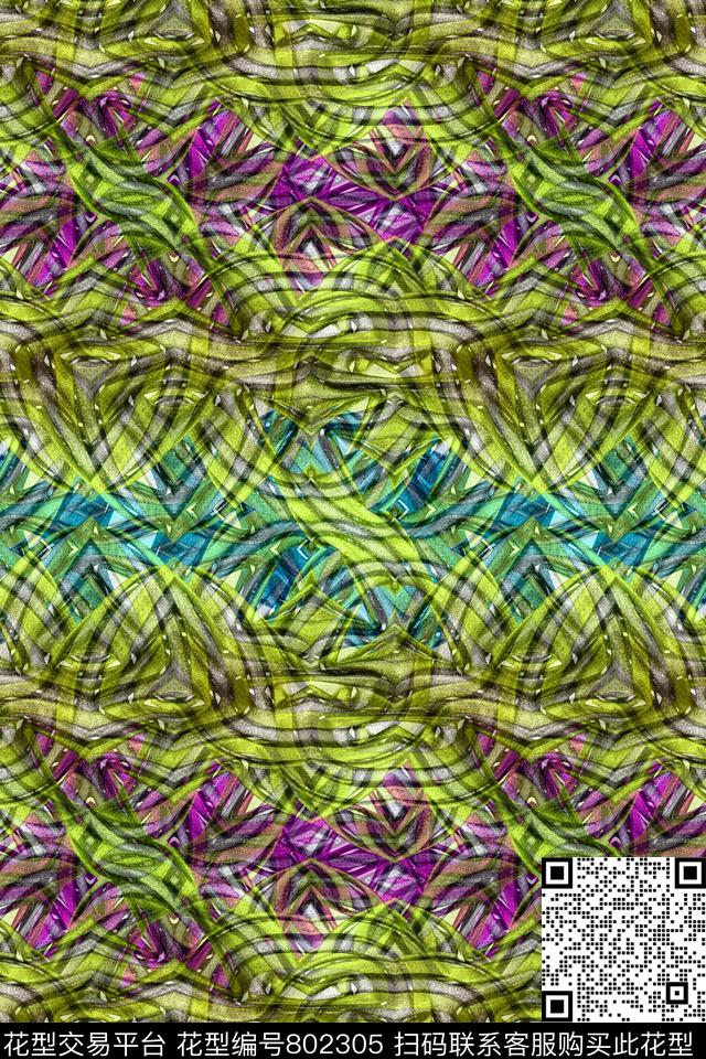 曲线波浪条纹细条纹传统印花华亿平台下载（图片编号: 802305） - 瓦栏（Walan）