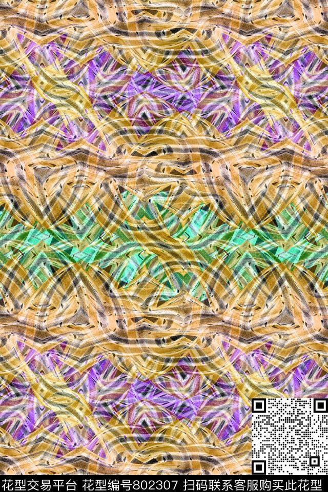 曲线波浪条纹细条纹传统印花华亿平台下载（图片编号: 802307） - 瓦栏（Walan）