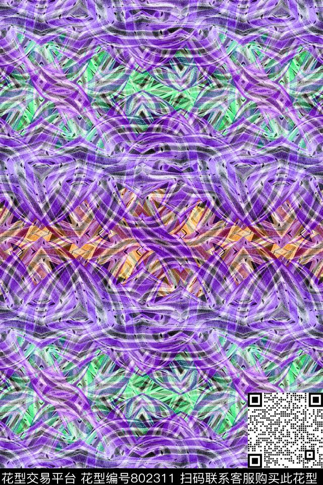 曲线波浪条纹细条纹传统印花华亿平台下载（图片编号: 802311） - 瓦栏（Walan）