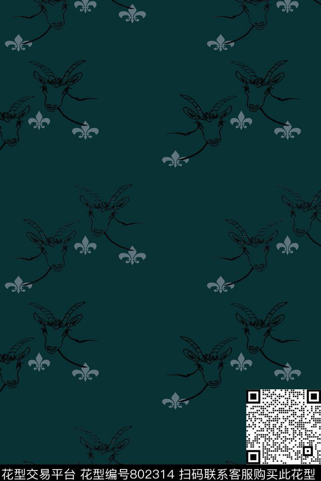 羚羊动物可爱传统印花华亿平台下载（图片编号: 802314） - 瓦栏（Walan）