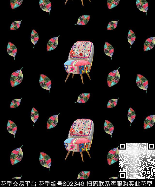 叶子花碎花数码印花华亿平台下载（图片编号: 802346） - 瓦栏（Walan）