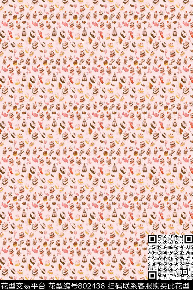 卡通蛋糕糖果数码印花华亿平台下载（图片编号: 802436） - 瓦栏（Walan）