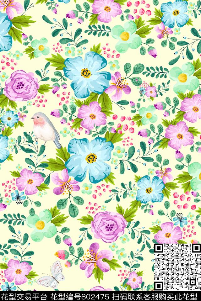 花瓣大花玫瑰传统印花华亿平台下载（图片编号: 802475） - 瓦栏（Walan）