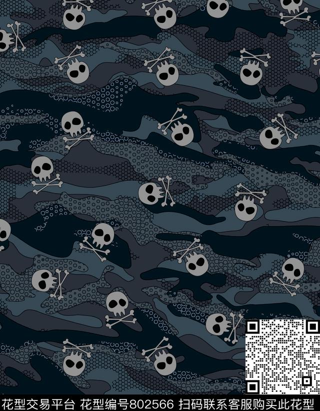 手绘趣味迷彩传统印花华亿平台下载（图片编号: 802566） - 瓦栏（Walan）