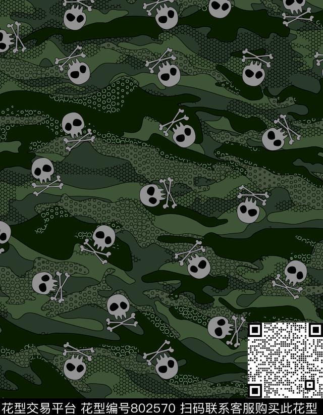 手绘趣味迷彩传统印花华亿平台下载（图片编号: 802570） - 瓦栏（Walan）