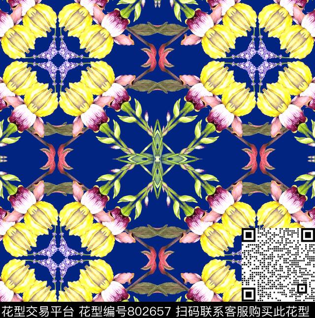 花卉波西米亚水彩数码印花华亿平台下载（图片编号: 802657） - 瓦栏（Walan）