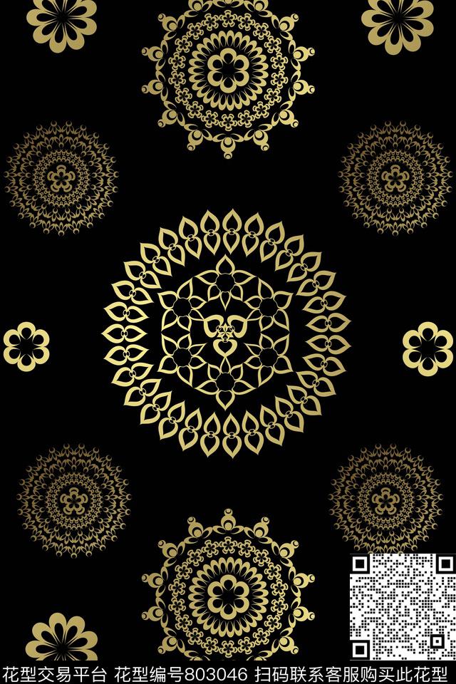 趣味纹理线条数码印花华亿平台下载（图片编号: 803046） - 瓦栏（Walan）