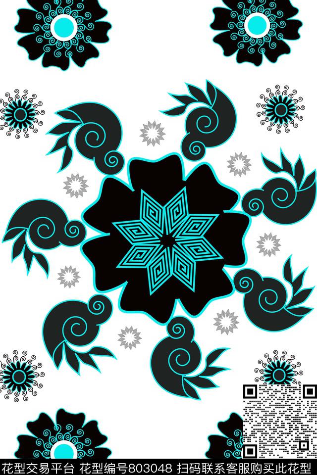 趣味纹理线条数码印花华亿平台下载（图片编号: 803048） - 瓦栏（Walan）