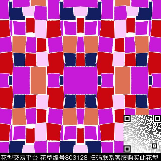 不规则几何色块女装传统印花华亿平台下载（图片编号: 803128） - 瓦栏（Walan）