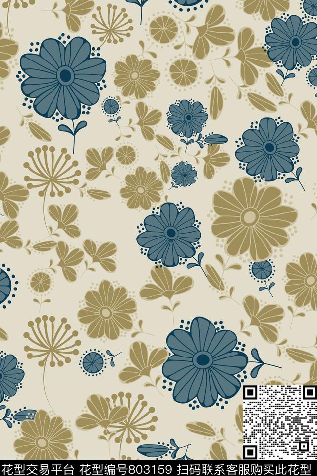 花朵花瓣大花传统印花华亿平台下载（图片编号: 803159） - 瓦栏（Walan）