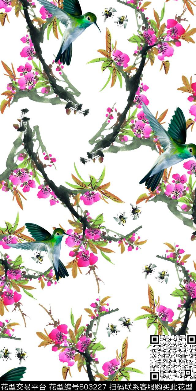 三色堇康乃馨雏菊数码印花华亿平台下载（图片编号: 803227） - 瓦栏（Walan）