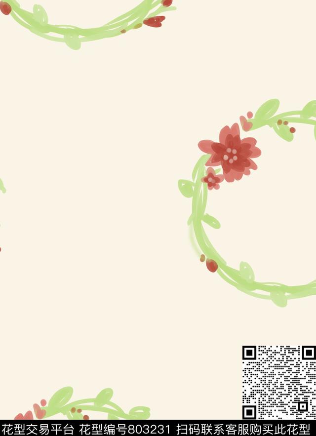 线条涂鸦花朵传统印花华亿平台下载（图片编号: 803231） - 瓦栏（Walan）