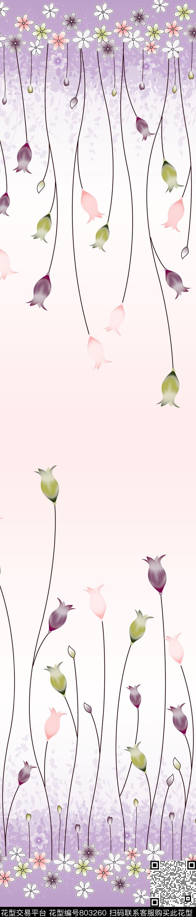 抽象花卉彩条传统印花华亿平台下载（图片编号: 803260） - 瓦栏（Walan）