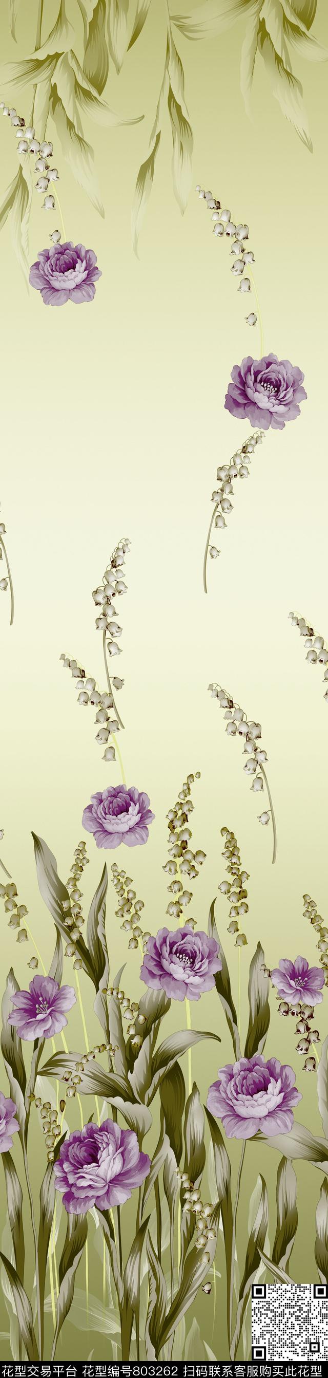 花朵花卉彩条传统印花华亿平台下载（图片编号: 803262） - 瓦栏（Walan）