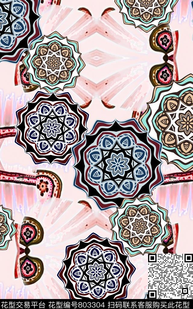 宫廷风波西米亚民族风数码印花华亿平台下载（图片编号: 803304） - 瓦栏（Walan）