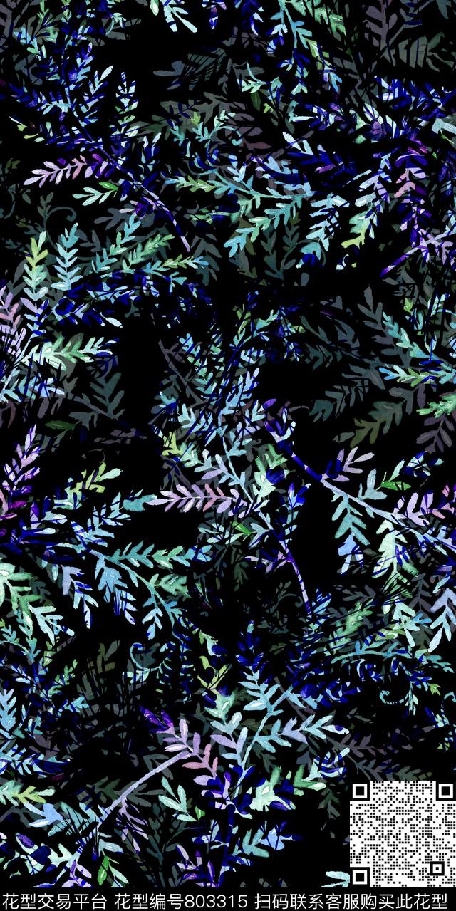 水彩叶子数码数码印花华亿平台下载（图片编号: 803315） - 瓦栏（Walan）