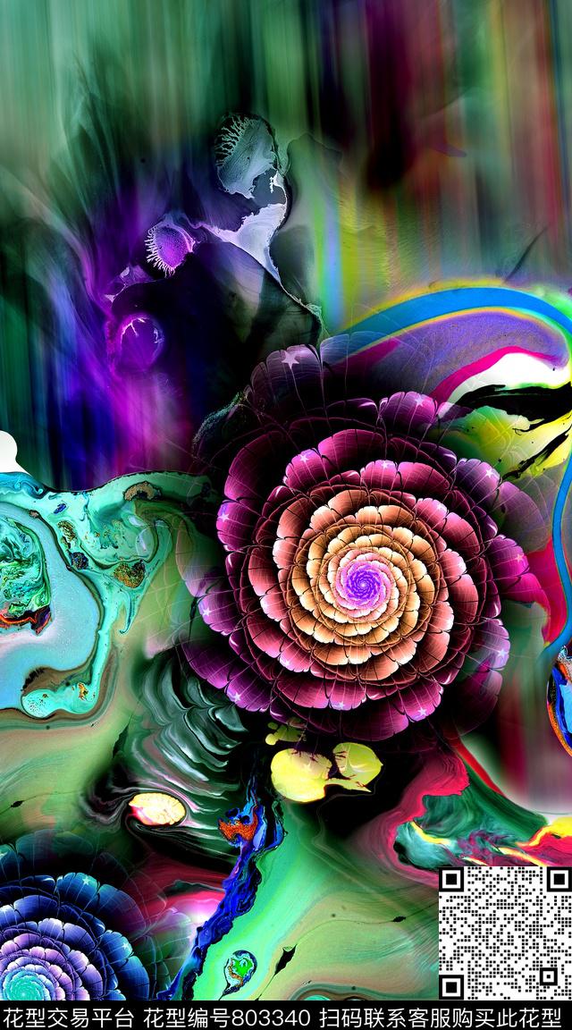 抽象几何炫彩数码印花华亿平台下载（图片编号: 803340） - 瓦栏（Walan）