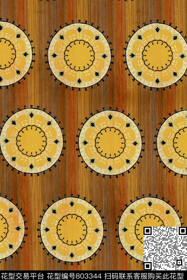 抽象几何圆形数码印花华亿平台下载（图片编号: 803344） - 瓦栏（Walan）