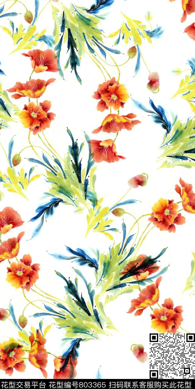 花卉乱花大花数码印花华亿平台下载（图片编号: 803365） - 瓦栏（Walan）