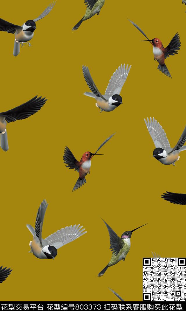 昆虫鸟蜂鸟数码印花华亿平台下载（图片编号: 803373） - 瓦栏（Walan）