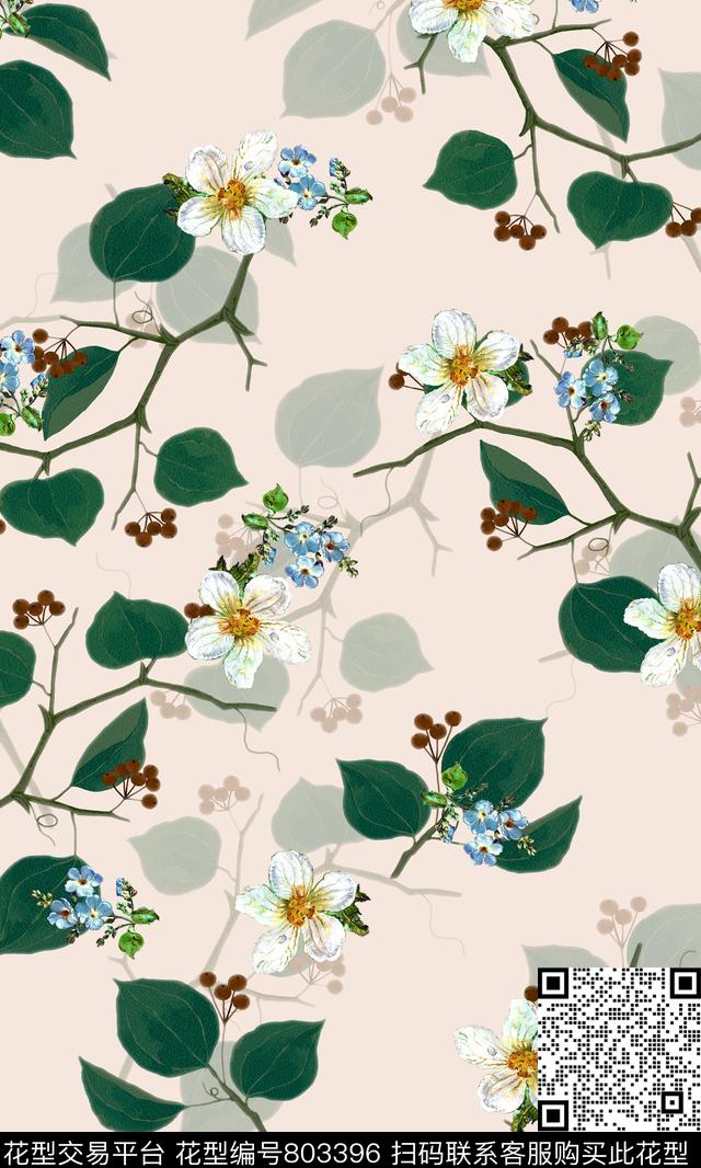 树叶花卉女装数码印花华亿平台下载（图片编号: 803396） - 瓦栏（Walan）