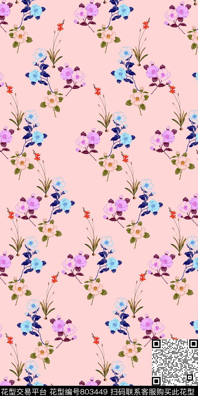 花朵小碎花花卉数码印花华亿平台下载（图片编号: 803449） - 瓦栏（Walan）