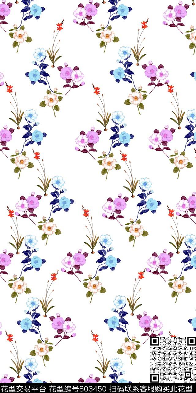 花朵小碎花花卉数码印花华亿平台下载（图片编号: 803450） - 瓦栏（Walan）