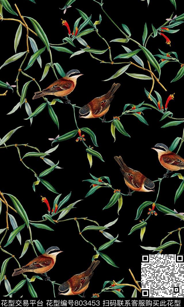 树叶、小清新田园小清新花鸟数码印花华亿平台下载（图片编号: 803453） - 瓦栏（Walan）