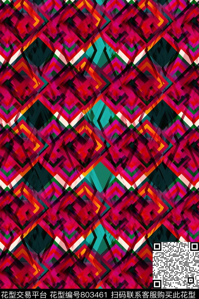 菱形方格小方块数码印花华亿平台下载（图片编号: 803461） - 瓦栏（Walan）