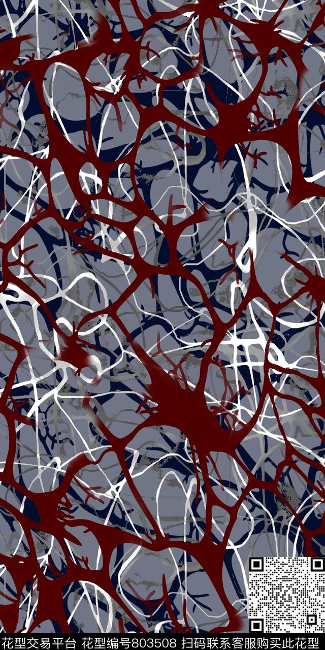 花卉抽象色块传统印花华亿平台下载（图片编号: 803508） - 瓦栏（Walan）