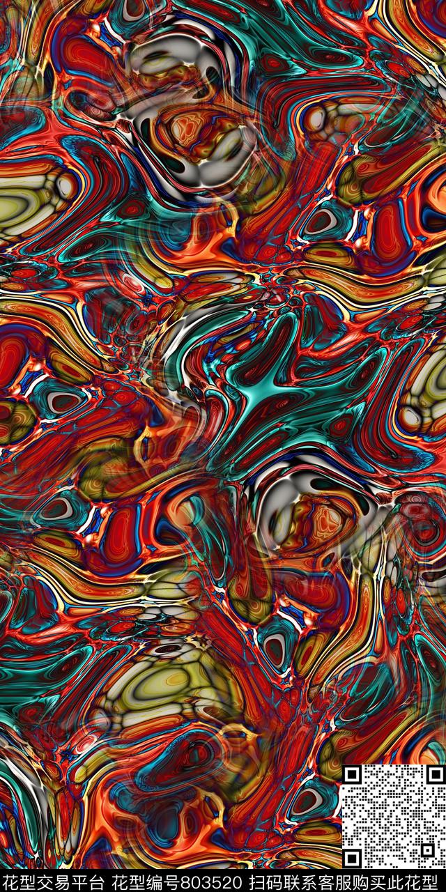 满版花抽象乱花数码印花华亿平台下载（图片编号: 803520） - 瓦栏（Walan）