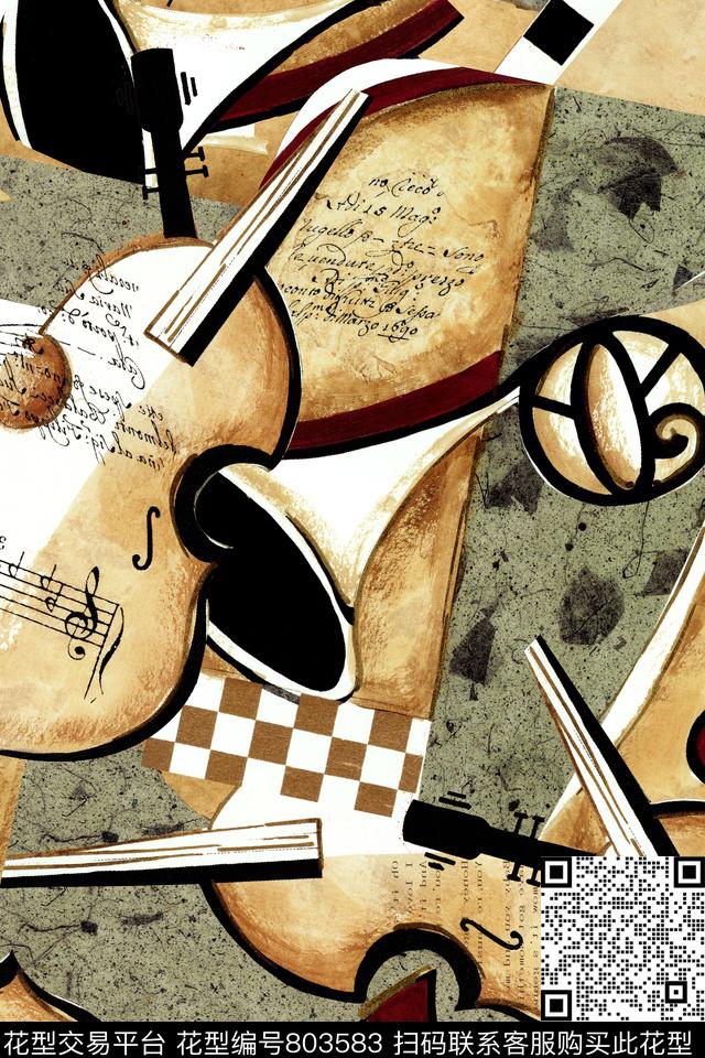 吉他复古男装数码印花华亿平台下载（图片编号: 803583） - 瓦栏（Walan）