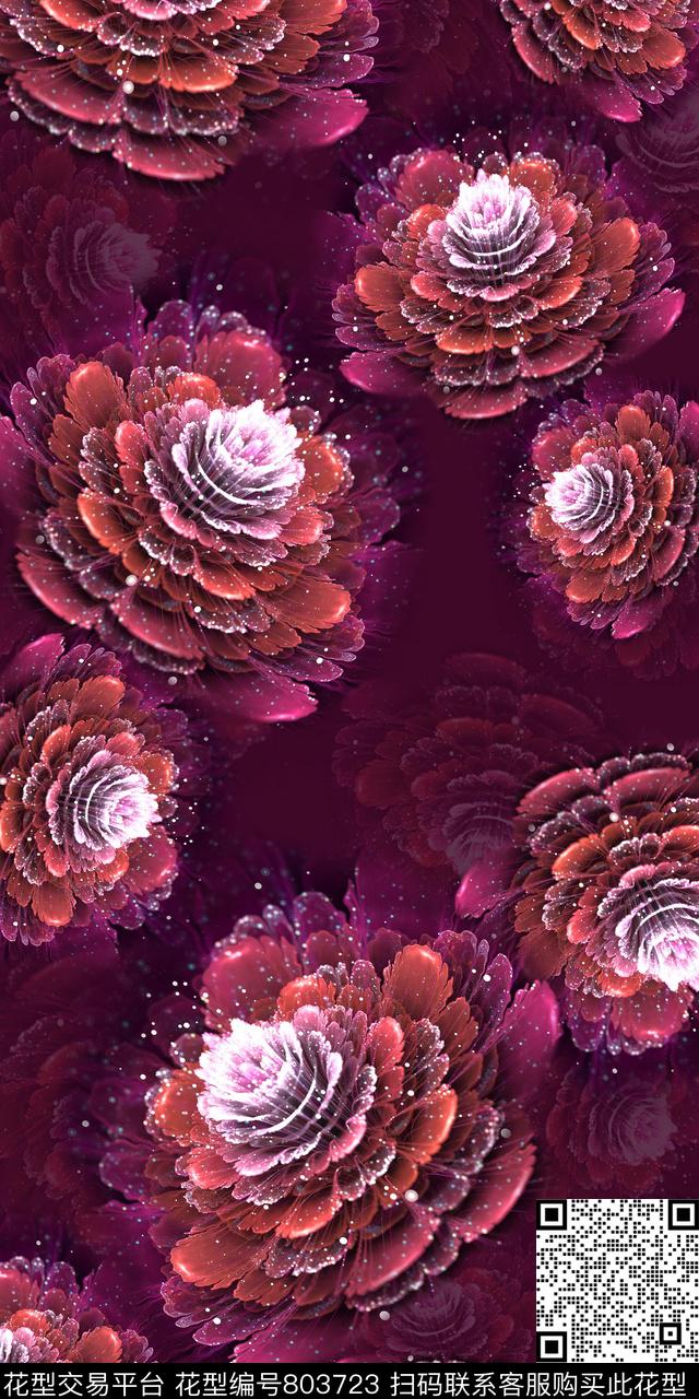 花卉数码抽象数码印花华亿平台下载（图片编号: 803723） - 瓦栏（Walan）