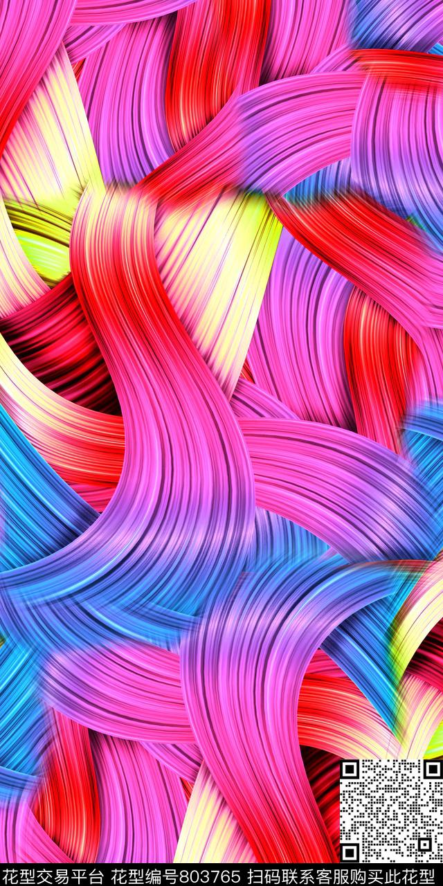 数码抽象线条数码印花华亿平台下载（图片编号: 803765） - 瓦栏（Walan）