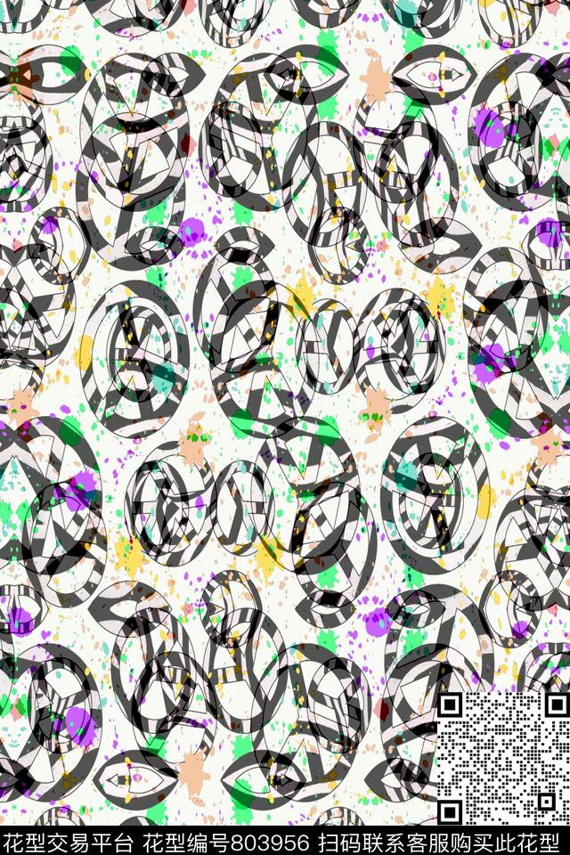 水墨条纹撞色条纹波浪条纹传统印花华亿平台下载（图片编号: 803956） - 瓦栏（Walan）